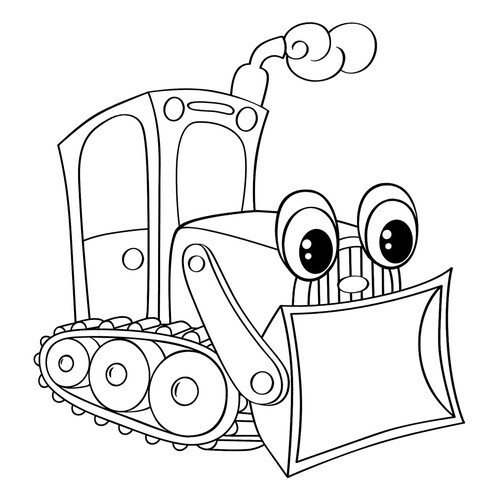 Bulldozer with Eyes Coloring Page free printable Bulldozer Coloring Pages coloring page