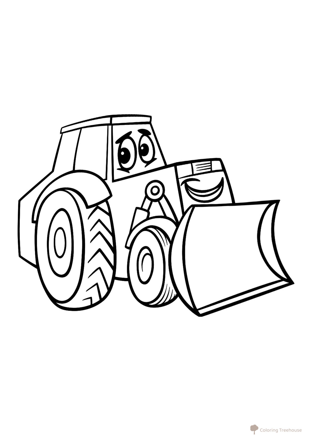 Página para colorear «Bulldozer sonriente» dibujo para colorear gratis de Páginas para colorear de bulldózer