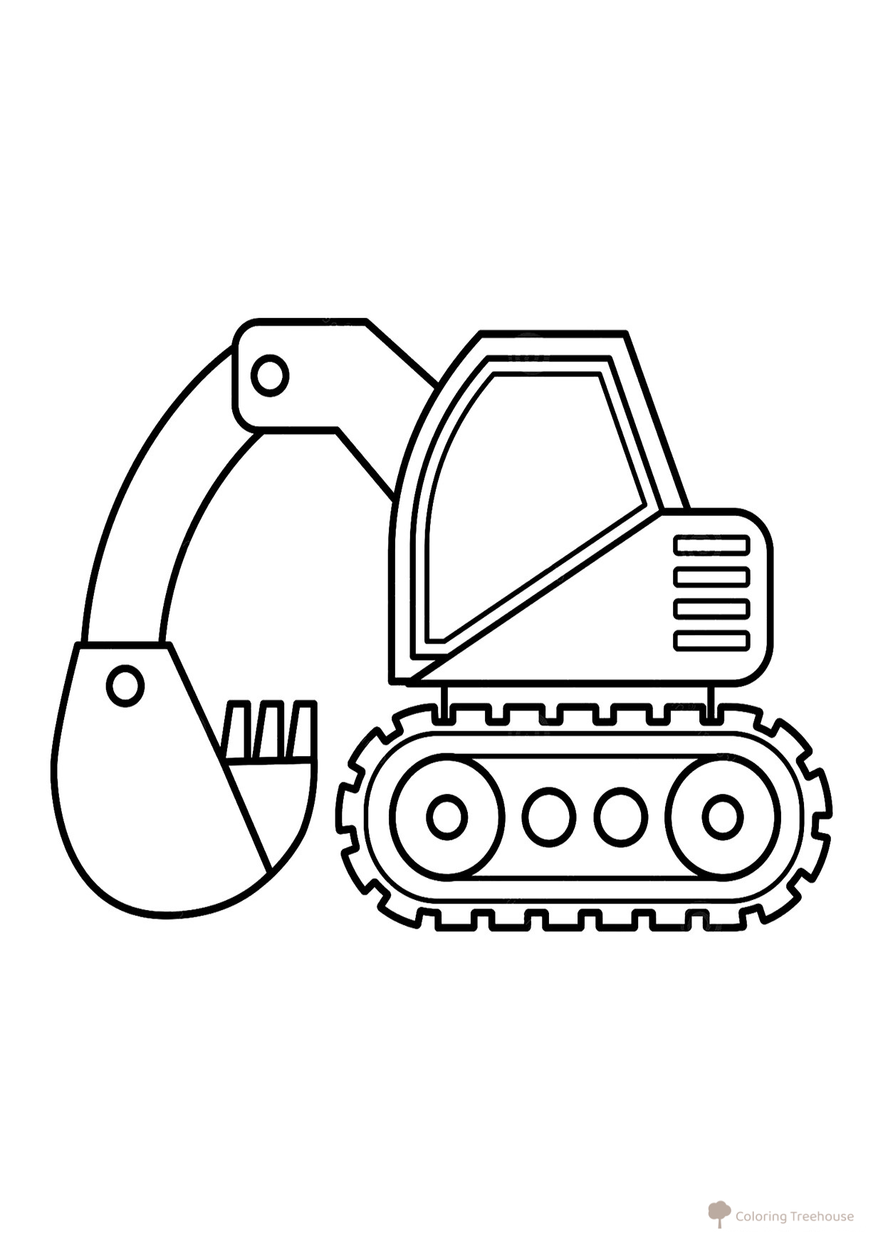 Página para colorear «Excavadora para los más peques» dibujo para colorear gratis de Páginas para colorear de excavadoras