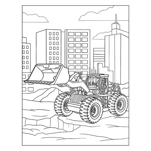 Excavator at the Construction Site Coloring Page free printable Excavator Coloring Pages coloring page