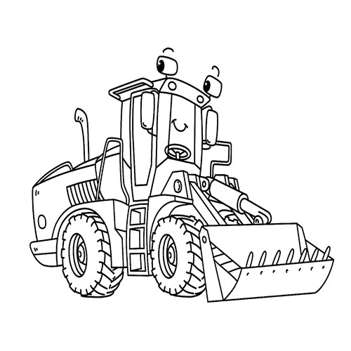 Página para colorear: Excavadora con cucharón grande dibujo para colorear gratis de Páginas para colorear de excavadoras