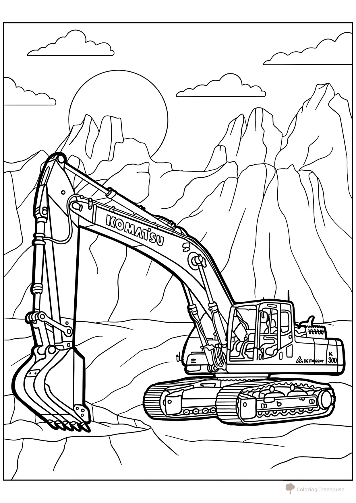 Komatsu Excavator Coloring Page free printable Excavator Coloring Pages coloring page