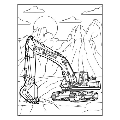 Komatsu Excavator Coloring Page free printable Excavator Coloring Pages coloring page