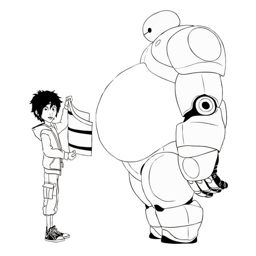 Hiro and Baymax Coloring Page free printable Big Hero 6 Coloring Pages coloring page