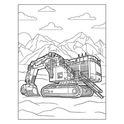 Página para colorear «Excavadora de cantera Komatsu» dibujo para colorear gratis de Páginas para colorear de excavadoras
