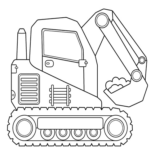 Página para colorear: «Excavadora compacta y maniobrable» dibujo para colorear gratis de Páginas para colorear de excavadoras
