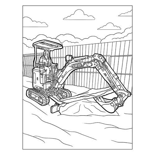 Páginas para colorear: Mini-excavadora dibujo para colorear gratis de Páginas para colorear de excavadoras