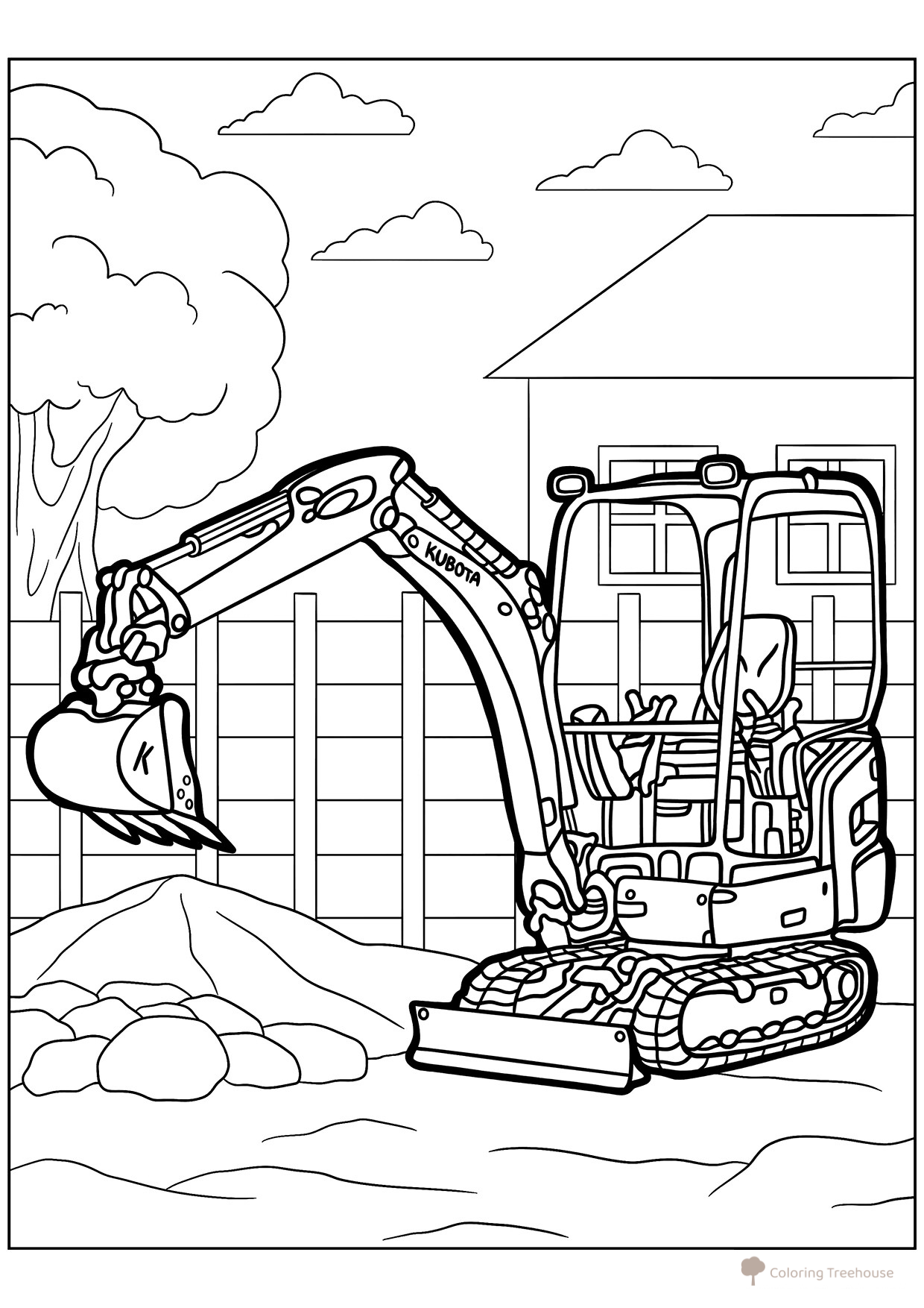 Kubota Mini Excavator Coloring Page free printable Excavator Coloring Pages coloring page