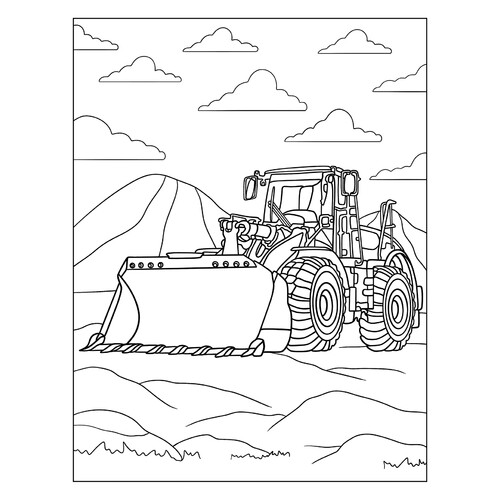 Página para colorear «Excavadora poderosa» dibujo para colorear gratis de Páginas para colorear de excavadoras