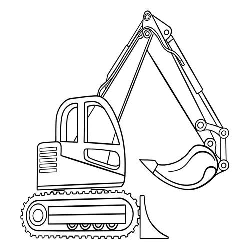 Página para colorear: «Экскаватор простой» dibujo para colorear gratis de Páginas para colorear de excavadoras