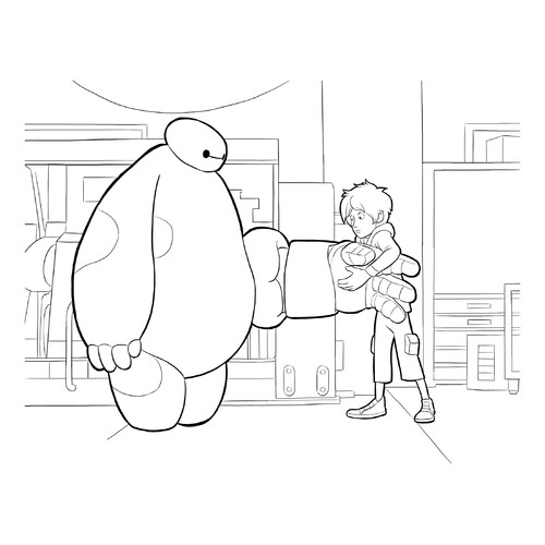 Hiro Dresses Baymax Coloring Page free printable Big Hero 6 Coloring Pages coloring page