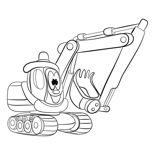 Página para colorear «Excavadora alegre» dibujo para colorear gratis de Páginas para colorear de excavadoras