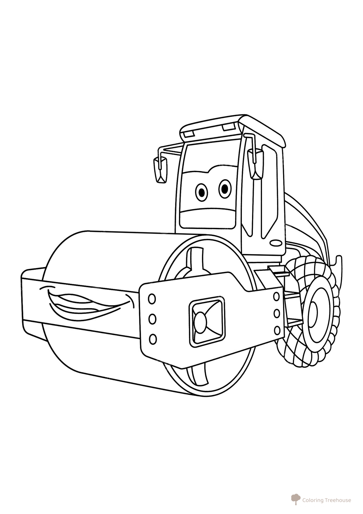 Cheerful Road Roller Coloring Page free printable Road Roller Coloring Pages coloring page