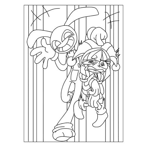 Jex Scared Pomni Coloring Page free printable Jax Coloring Pages from The Amazing Digital Circus coloring page