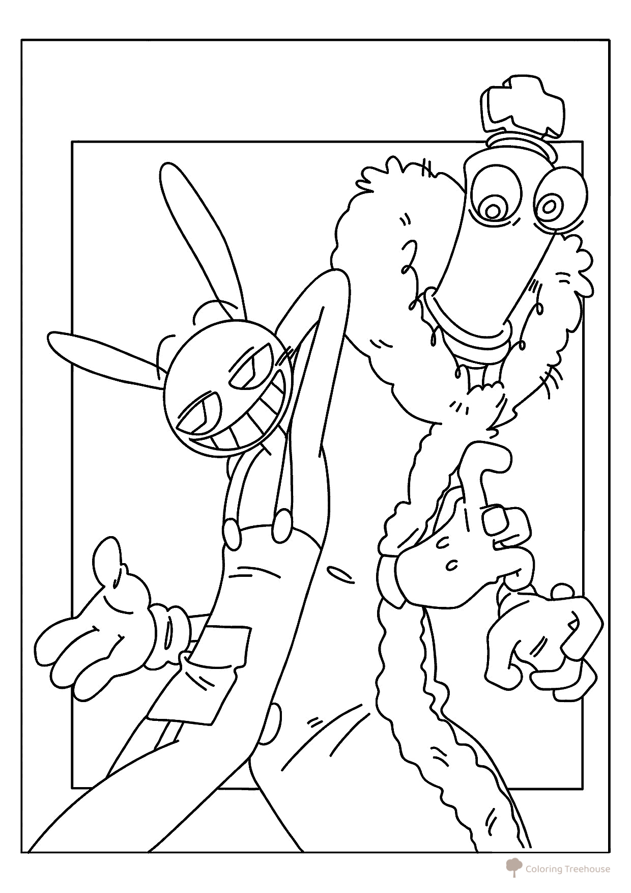 Koroler and Jex Coloring Page free printable Jax Coloring Pages from The Amazing Digital Circus coloring page