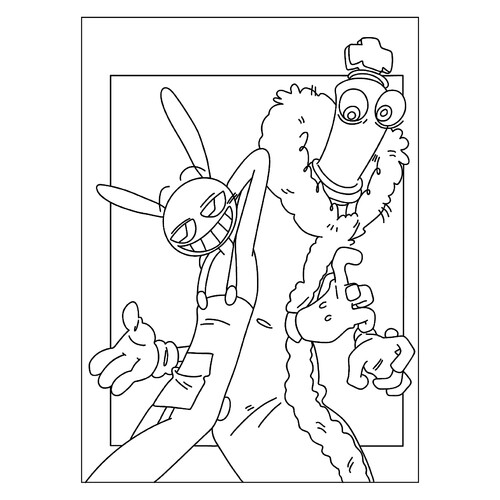 Koroler and Jex Coloring Page free printable Jax Coloring Pages from The Amazing Digital Circus coloring page