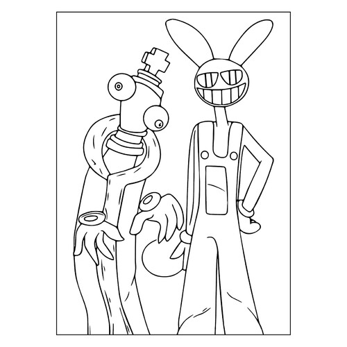 Coloring Page: Koroler and Jex from Digital Circus free printable Jax Coloring Pages from The Amazing Digital Circus coloring page