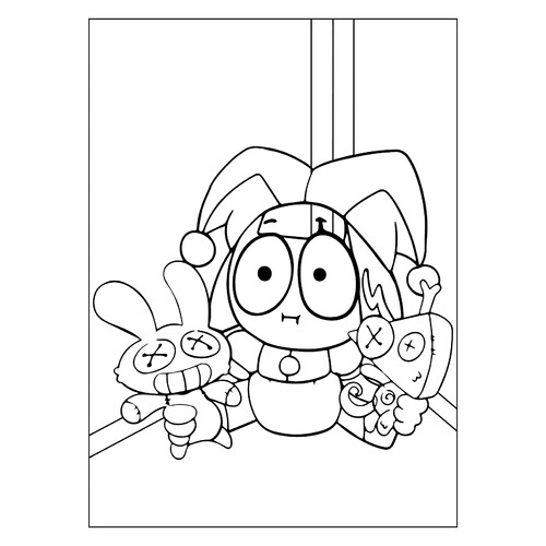 Página para colorear «Chibi Pomni» dibujo para colorear gratis de Páginas para colorear de Pomni del circo digital