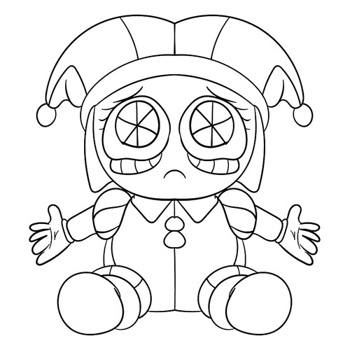 Página para colorear «Kawaii Pomni» dibujo para colorear gratis de Páginas para colorear de Pomni del circo digital