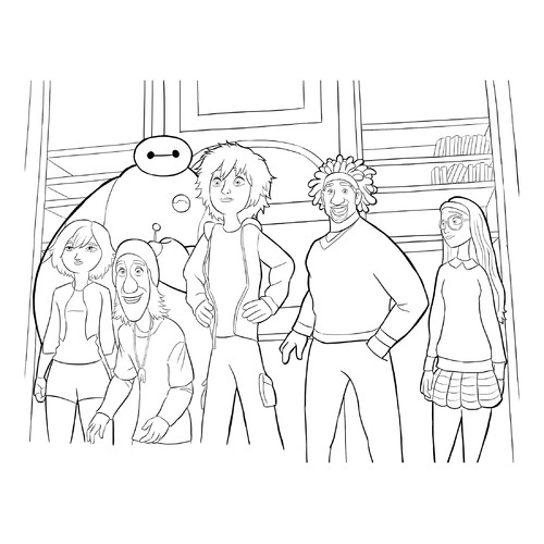 Six Heroes Coloring Page free printable Big Hero 6 Coloring Pages coloring page
