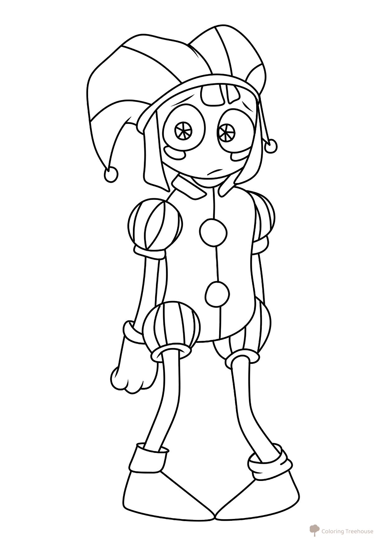 Página para colorear «Pomni confundida» dibujo para colorear gratis de Páginas para colorear de Pomni del circo digital