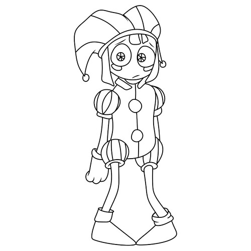 Página para colorear «Pomni confundida» dibujo para colorear gratis de Páginas para colorear de Pomni del circo digital