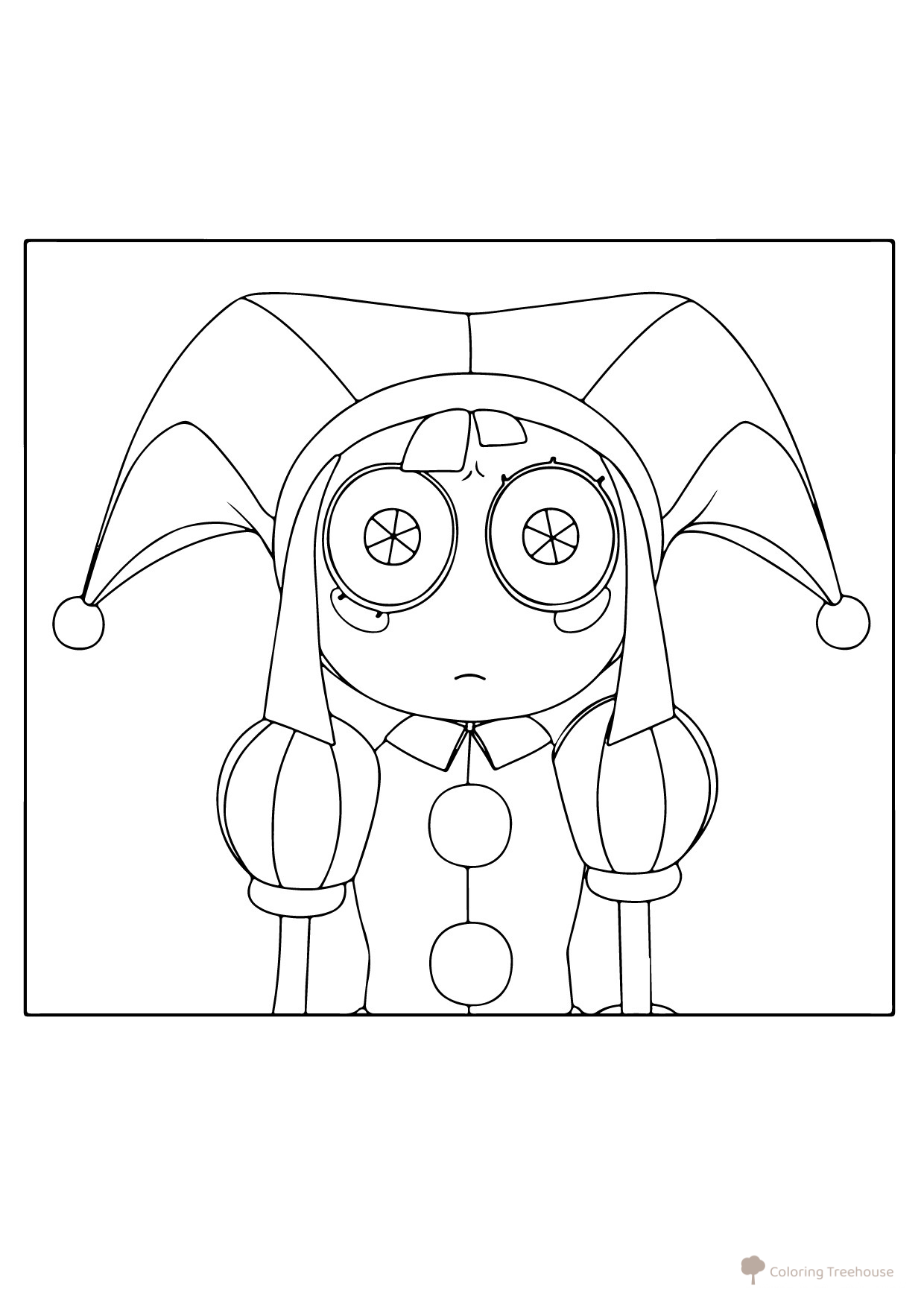 Página para colorear «Pomni iz UCC» dibujo para colorear gratis de Páginas para colorear de Pomni del circo digital