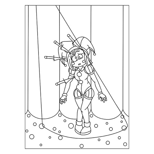 Pomni on Stage Coloring Page free printable Pomni Coloring Pages from The Amazing Digital Circus coloring page