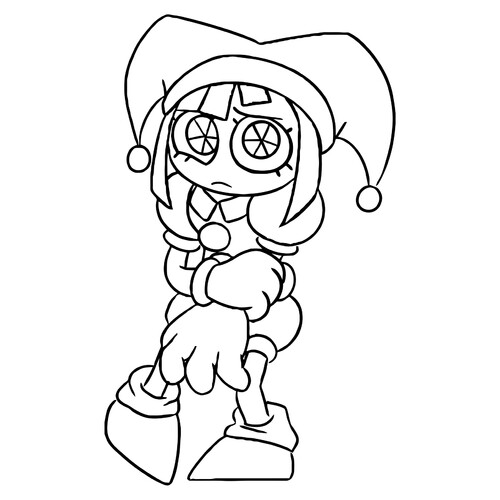 Pomni — Newcomer in the Digital Circus Coloring Page free printable Pomni Coloring Pages from The Amazing Digital Circus coloring page