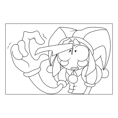 Pomni with Knife in Head Coloring Page free printable Pomni Coloring Pages from The Amazing Digital Circus coloring page