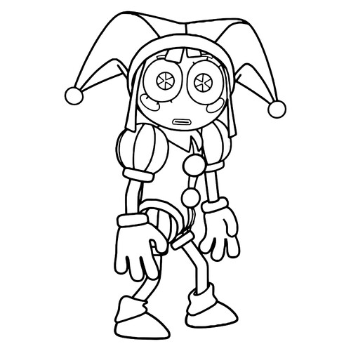 Pomni Jester Coloring Page (Digital Circus) free printable Pomni Coloring Pages from The Amazing Digital Circus coloring page