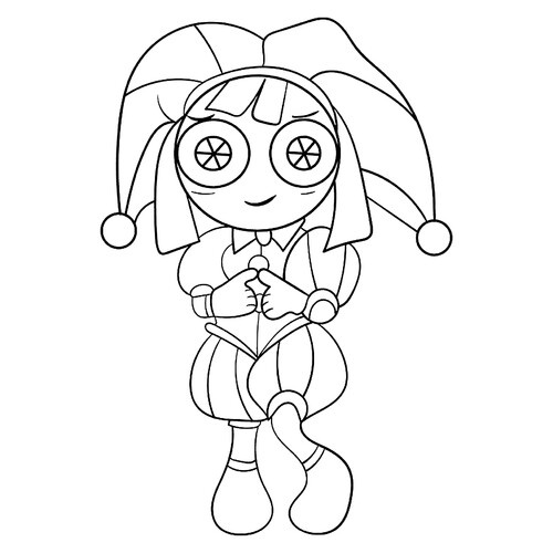 Pomni Smiles Coloring Page free printable Pomni Coloring Pages from The Amazing Digital Circus coloring page