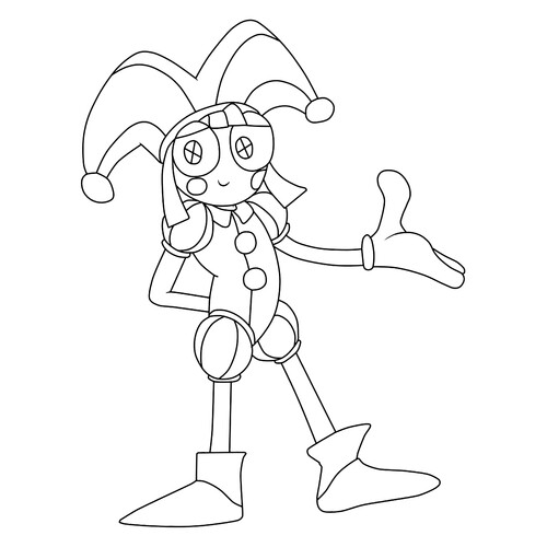 Pomni in a Jester Costume Coloring Page free printable Pomni Coloring Pages from The Amazing Digital Circus coloring page