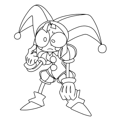 Pomni Looking Perplexed Coloring Page free printable Pomni Coloring Pages from The Amazing Digital Circus coloring page