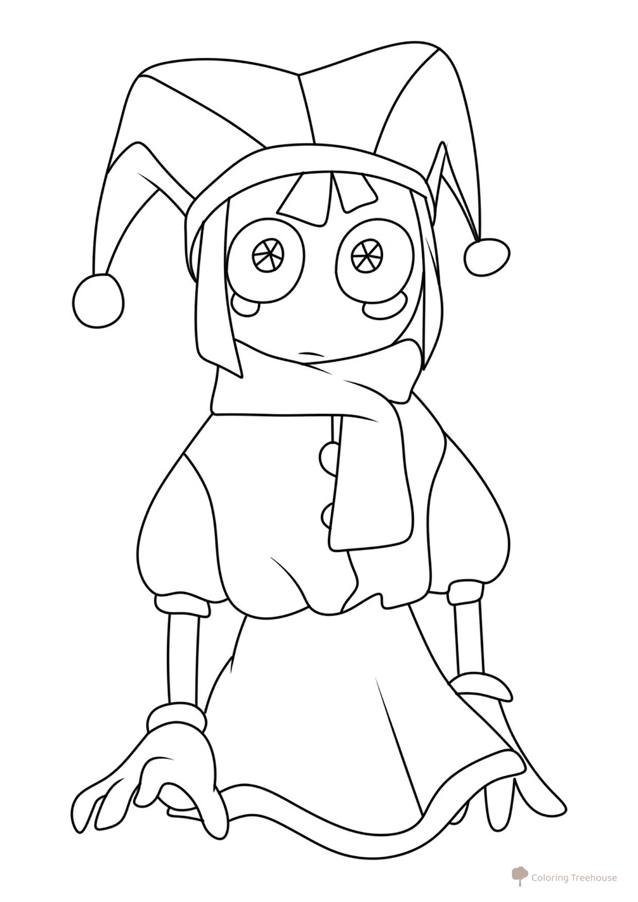 Pomni in a Dress Coloring Page free printable Pomni Coloring Pages from The Amazing Digital Circus coloring page