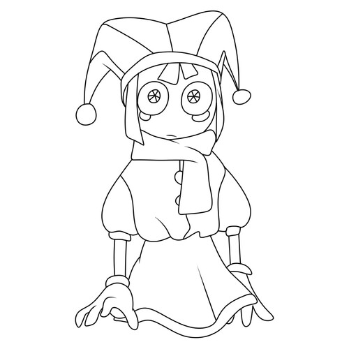 Pomni in a Dress Coloring Page free printable Pomni Coloring Pages from The Amazing Digital Circus coloring page
