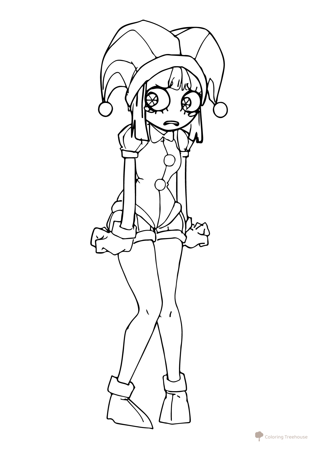 Pomni Anime-Style Coloring Page free printable Pomni Coloring Pages from The Amazing Digital Circus coloring page