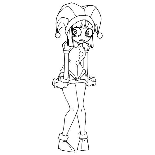 Pomni Anime-Style Coloring Page free printable Pomni Coloring Pages from The Amazing Digital Circus coloring page