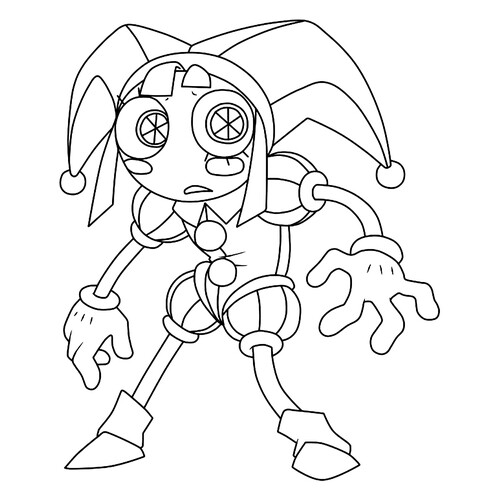Shy Pomni Coloring Page free printable Pomni Coloring Pages from The Amazing Digital Circus coloring page