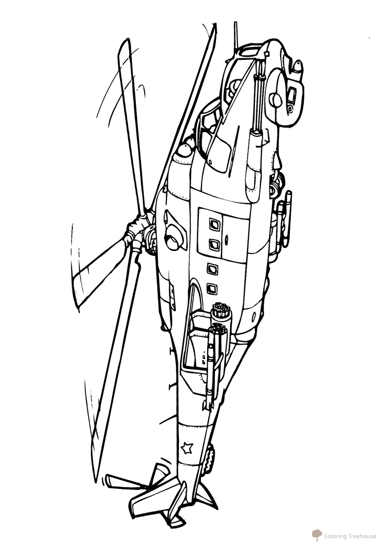 Página para colorear «Helicóptero soviético» dibujo para colorear gratis de Páginas para colorear de helicópteros militares