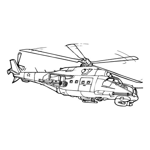 Página para colorear «Helicóptero soviético» dibujo para colorear gratis de Páginas para colorear de helicópteros militares