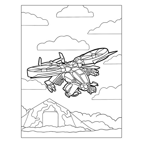 Página para colorear «Helicóptero del futuro» dibujo para colorear gratis de Páginas para colorear de helicópteros militares