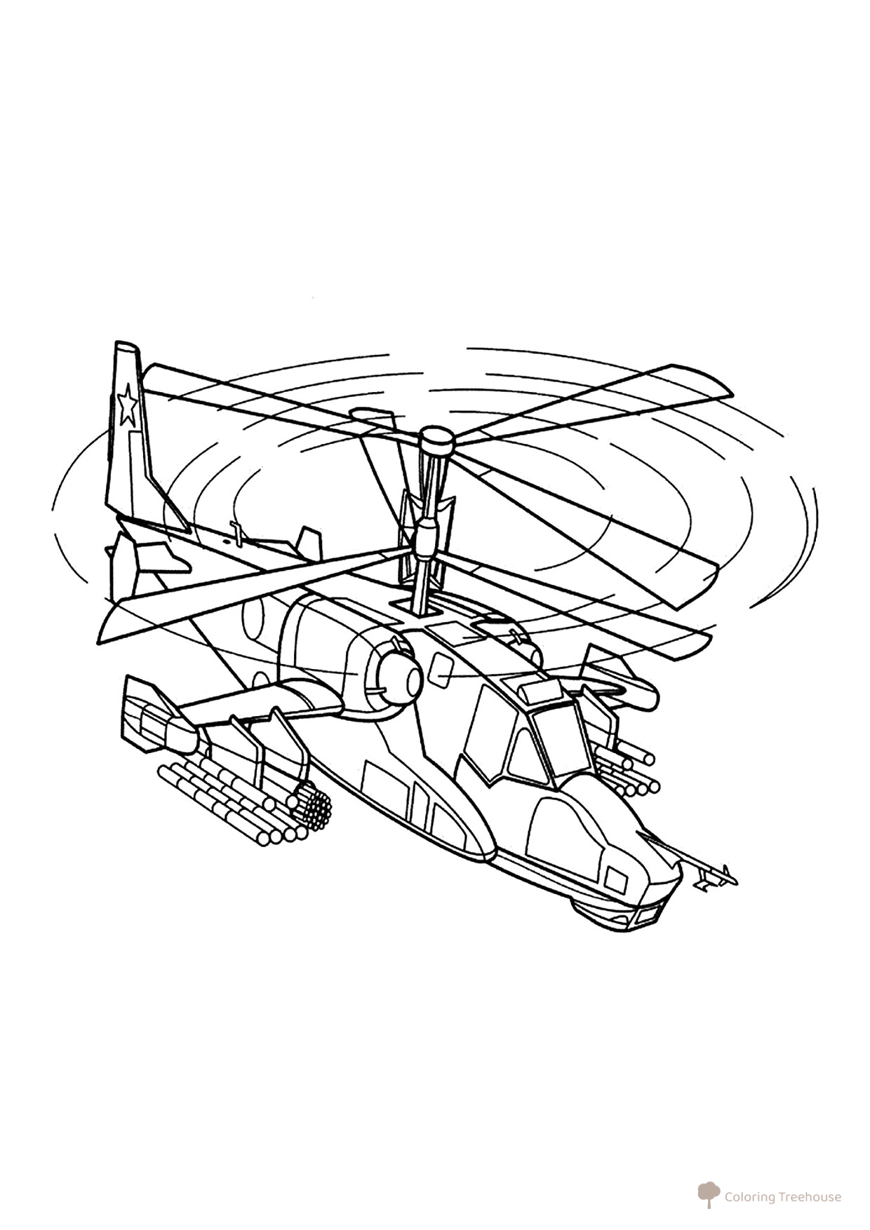 Página para colorear «Helicóptero Tiburón Negro» dibujo para colorear gratis de Páginas para colorear de helicópteros militares