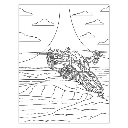Página para colorear: Helicóptero del juego Halo dibujo para colorear gratis de Páginas para colorear de helicópteros militares