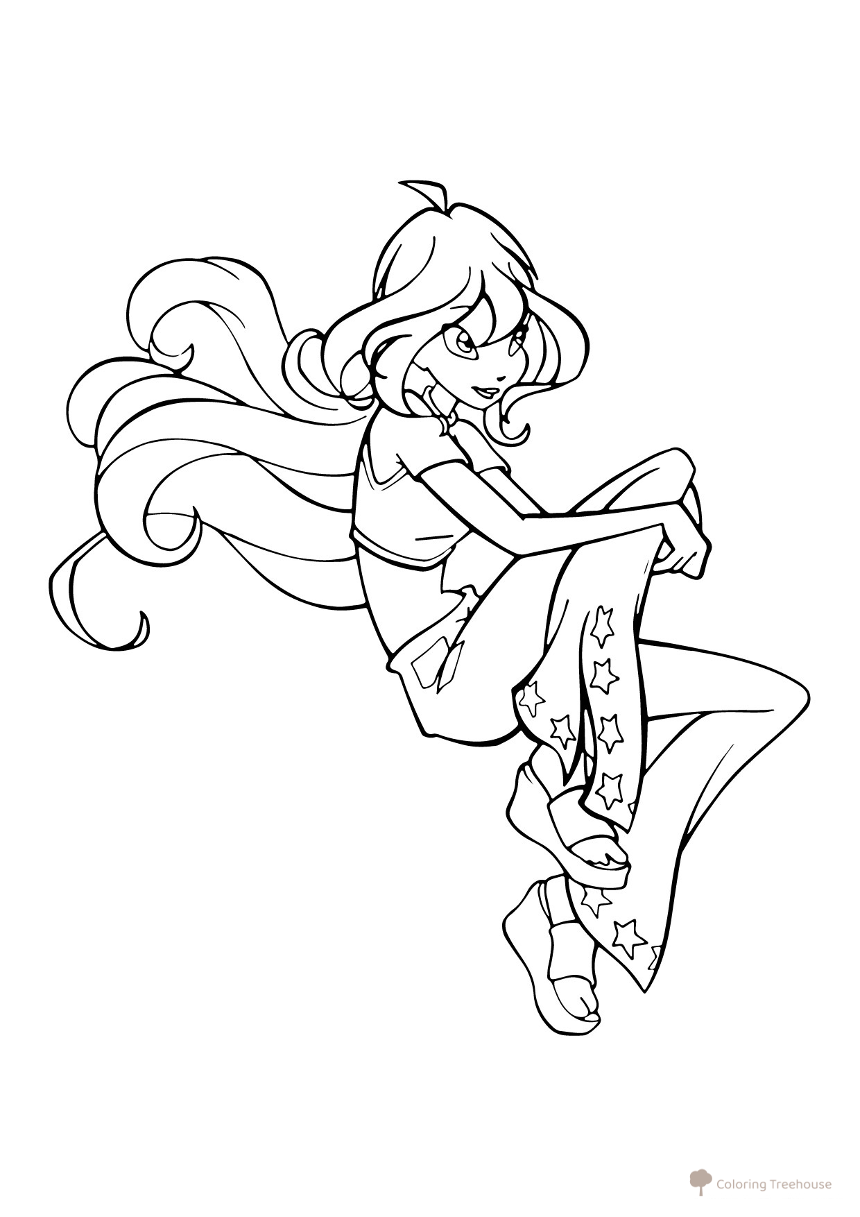 Página para colorear: Bloom pensativa dibujo para colorear gratis de Páginas para colorear de Bloom (Winx)