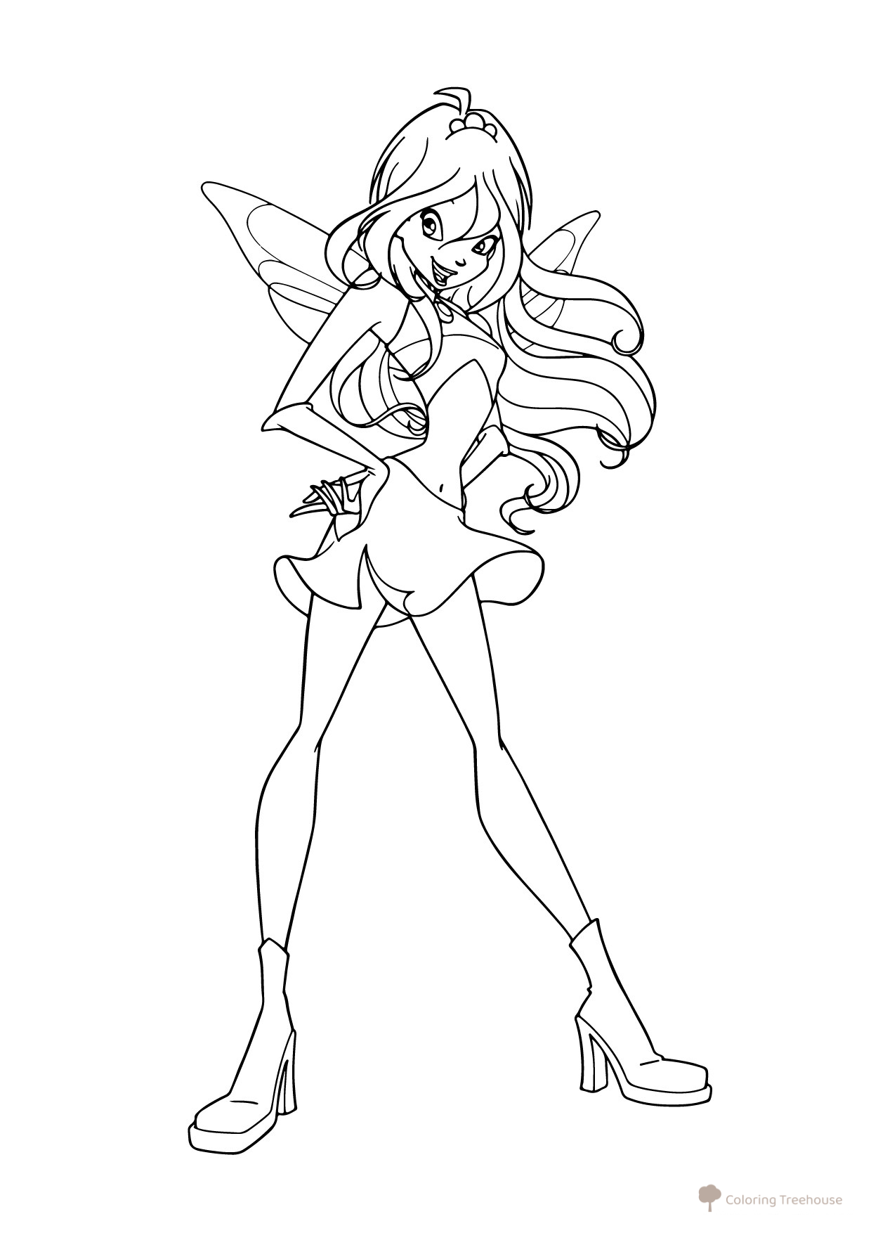 Bloom Coloring Page — New Outfit free printable Bloom Winx Coloring Pages coloring page