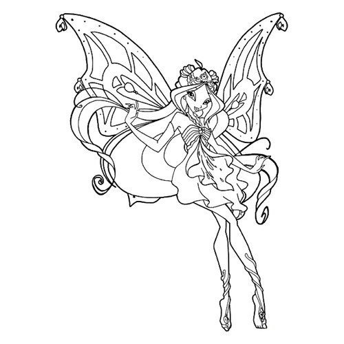 Página para colorear: Hada Flora de Winx dibujo para colorear gratis de Páginas para colorear de Flora (Winx)