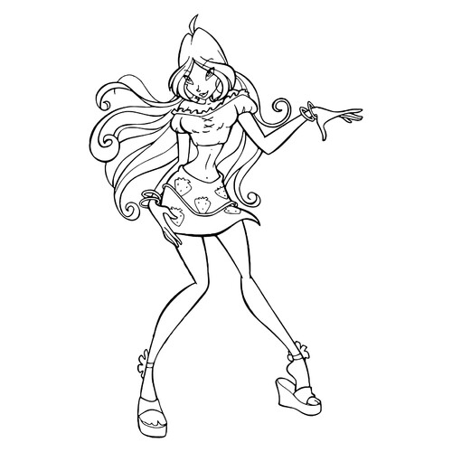 Página para colorear: Flora y fresitas dibujo para colorear gratis de Páginas para colorear de Flora (Winx)