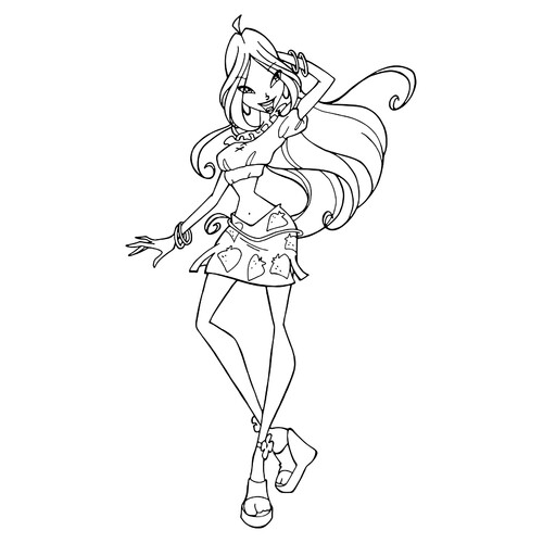 Página para colorear: Flora - la moda dibujo para colorear gratis de Páginas para colorear de Flora (Winx)