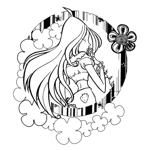 Página para colorear: Flora adora las rosas dibujo para colorear gratis de Páginas para colorear de Flora (Winx)